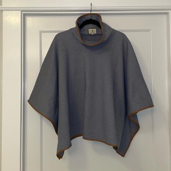 Tuckernuck Women’s Leather Trim Funnel Neck Piper Poncho